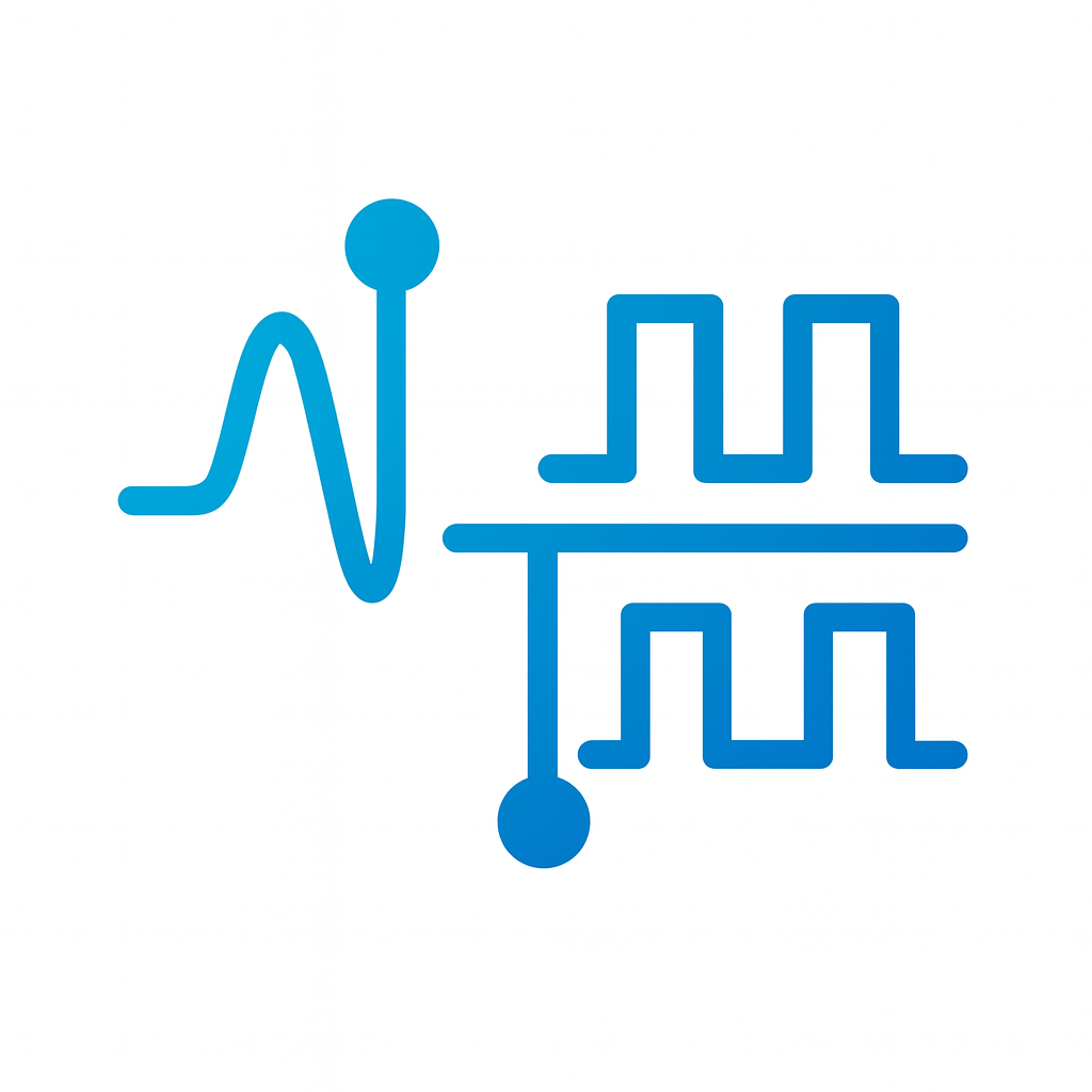 Analog and digital waveform icon.