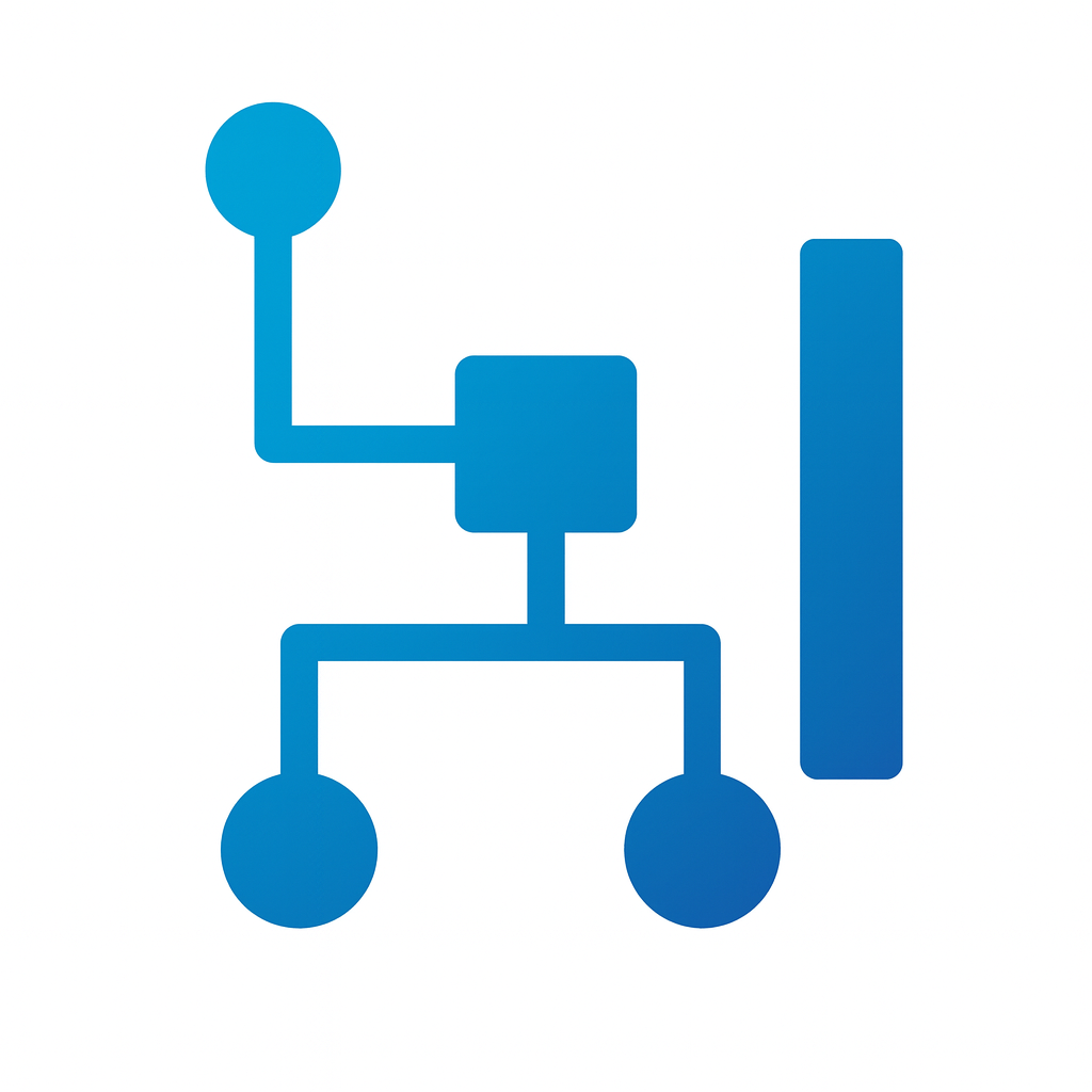 Icon showing a simplified clock tree with endpoints.