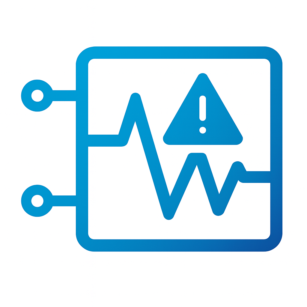 Waveform icon with a warning triangle highlighting signal integrity issues